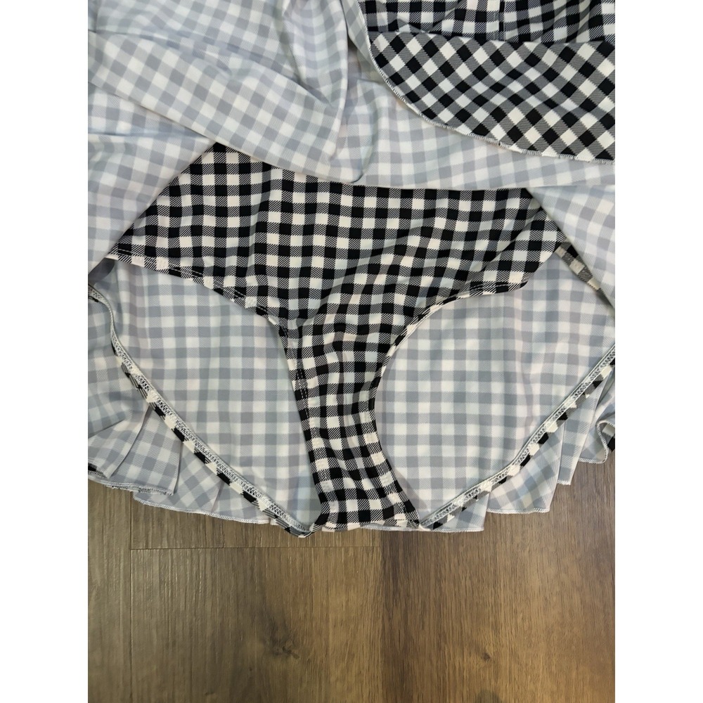BETTIE PAGE Coral & Jade Black Gingham Skirt One Piece Swimsuit 16 Pin Up - Picture 2 of 6